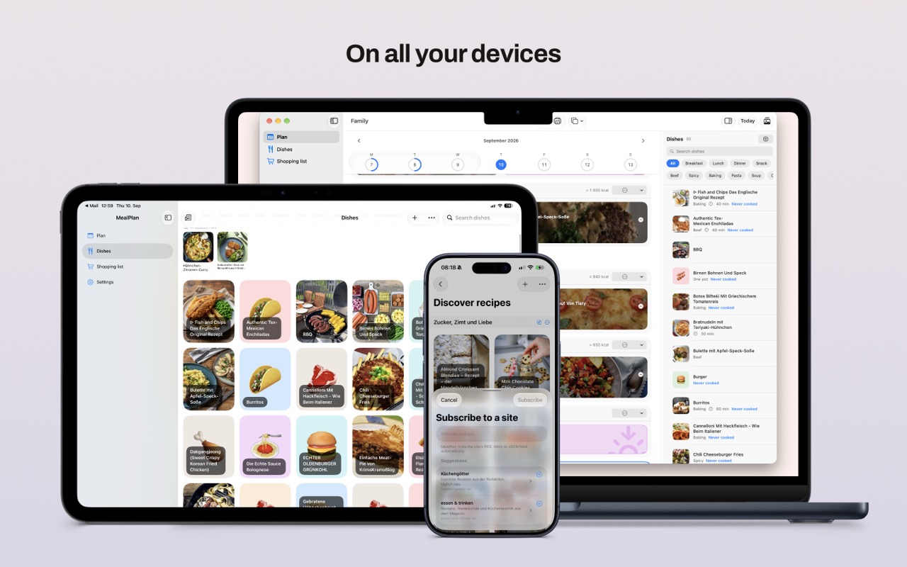 Meals household plan on Mac