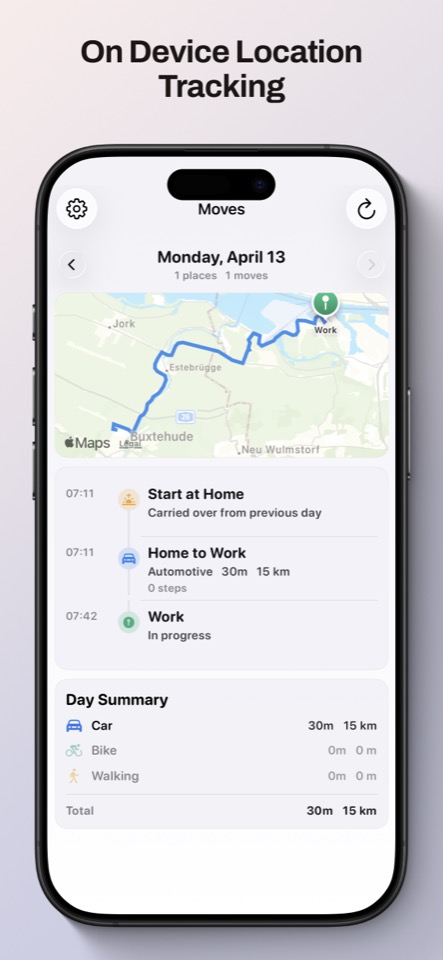 Moves daily timeline on iPhone