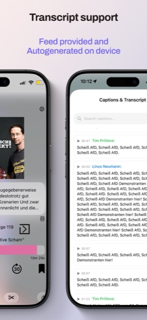 Up Next transcript on iPhone